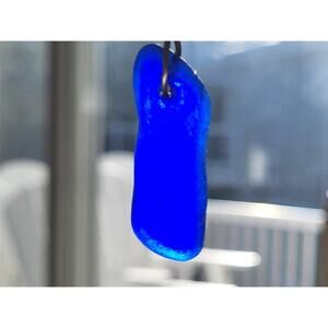 Seaglass Cobalt Blue Necklace Handmade Sterling Silver Sea Glass Beach